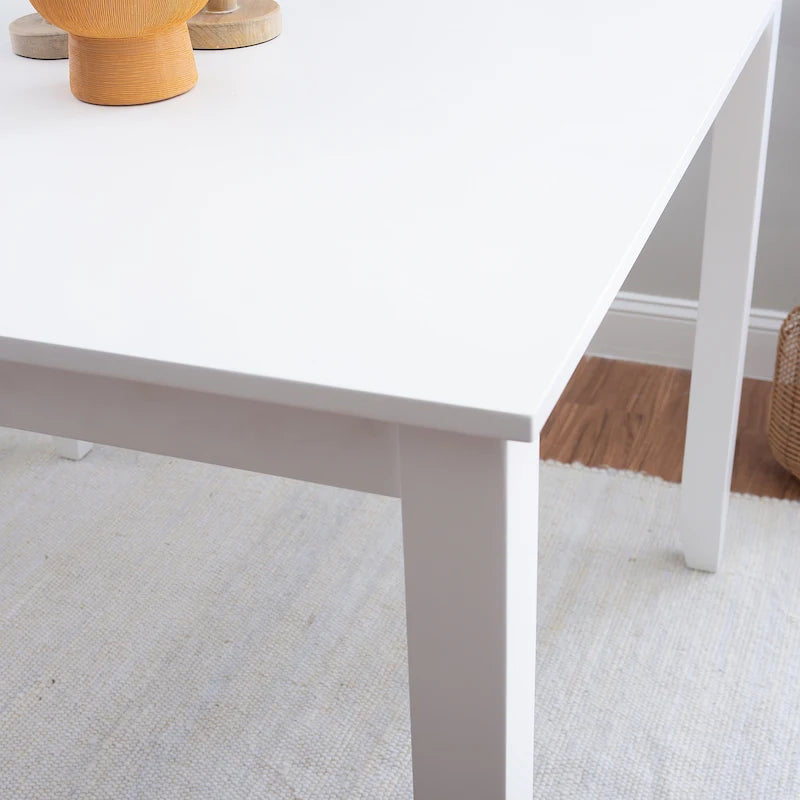 White Square Counter Height Dining Table, Acacia Wood, Seats 4, 48x48x36