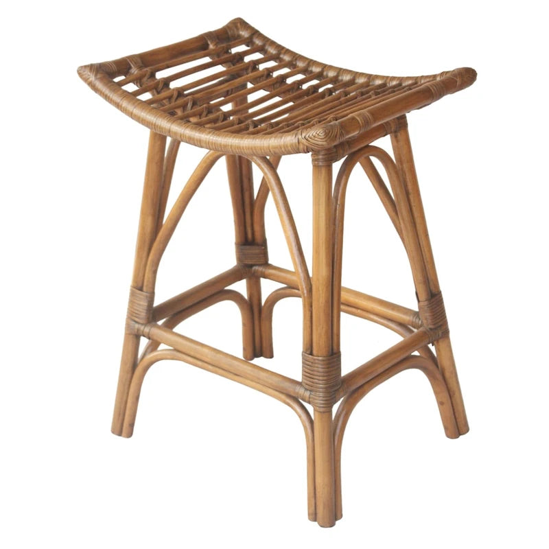 Boho Rattan Counter Stool, 24-Inch Seat Height, Fully Assembled, 2 Colors