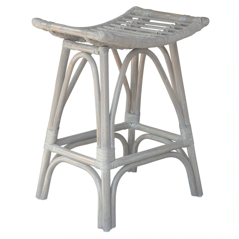 Boho Rattan Counter Stool, 24-Inch Seat Height, Fully Assembled, 2 Colors