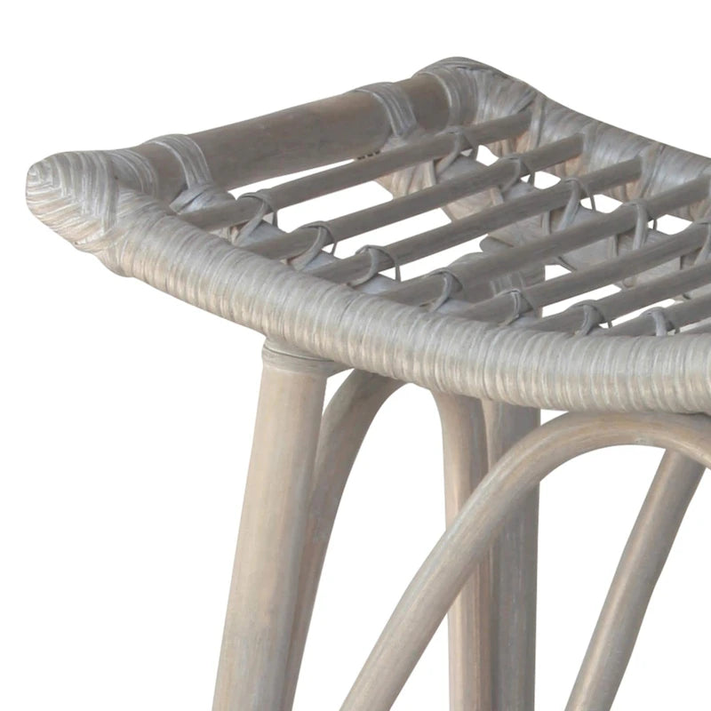 Boho Rattan Counter Stool, 24-Inch Seat Height, Fully Assembled, 2 Colors