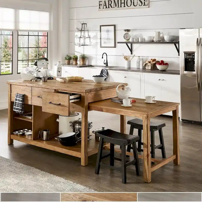 Tali Reclaimed Look Extendable Kitchen Island by iNSPIRE Q Classic