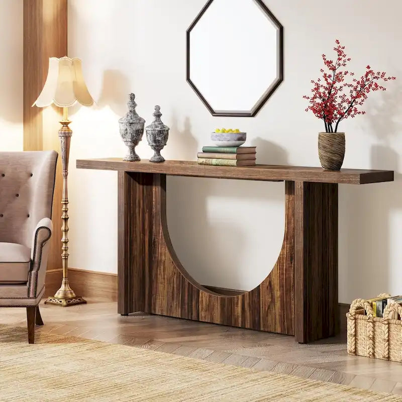 Extra Long Farmhouse Console Table, Vintage Entryway Foyer Table, Wooden Hallway Accent Table