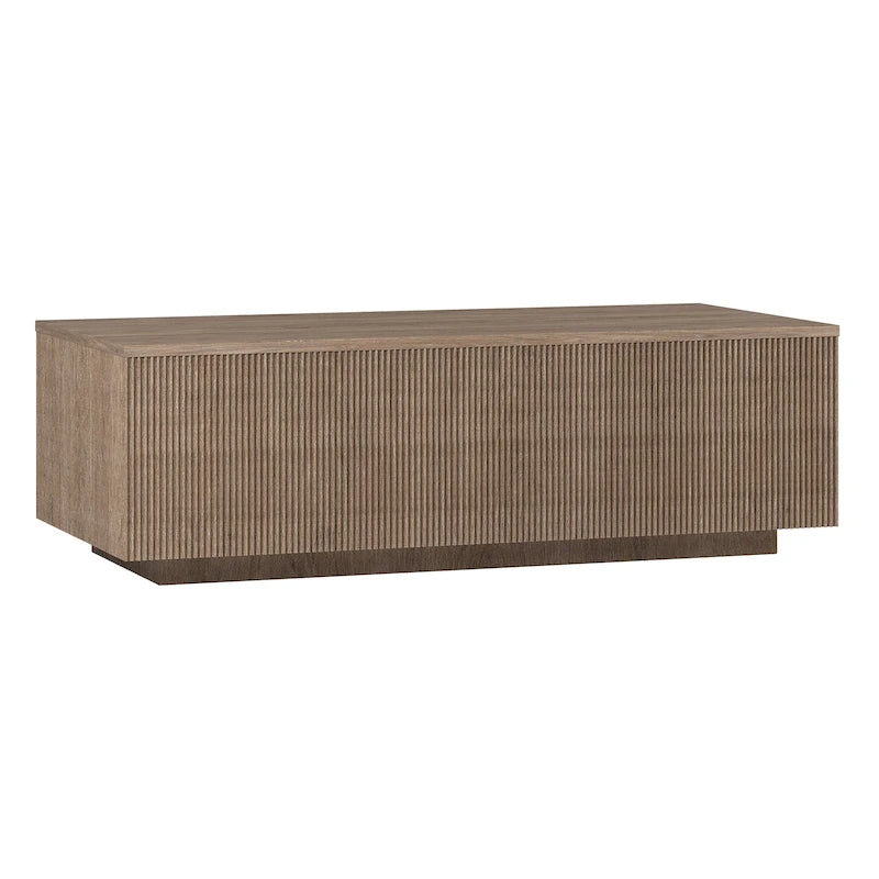 47.5-Inch Rectangular Coffee Table, Plinth Base, Wood-Look MDF Finish