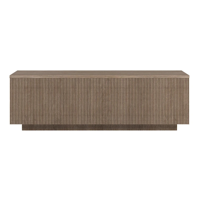 47.5-Inch Rectangular Coffee Table, Plinth Base, Wood-Look MDF Finish
