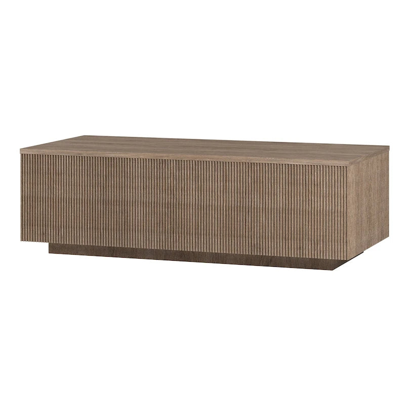 47.5-Inch Rectangular Coffee Table, Plinth Base, Wood-Look MDF Finish