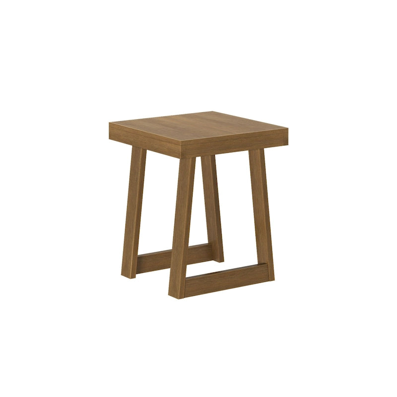 Solid Pine Wood Square End Table with Shelf, 20.25 x 20.25 x 24 Inches