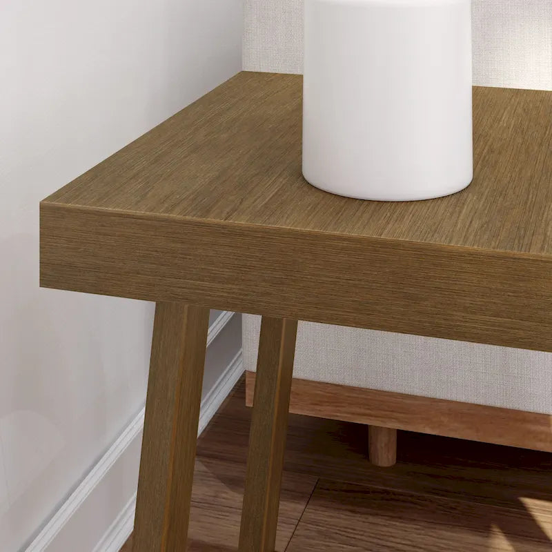 Solid Pine Wood Square End Table with Shelf, 20.25 x 20.25 x 24 Inches