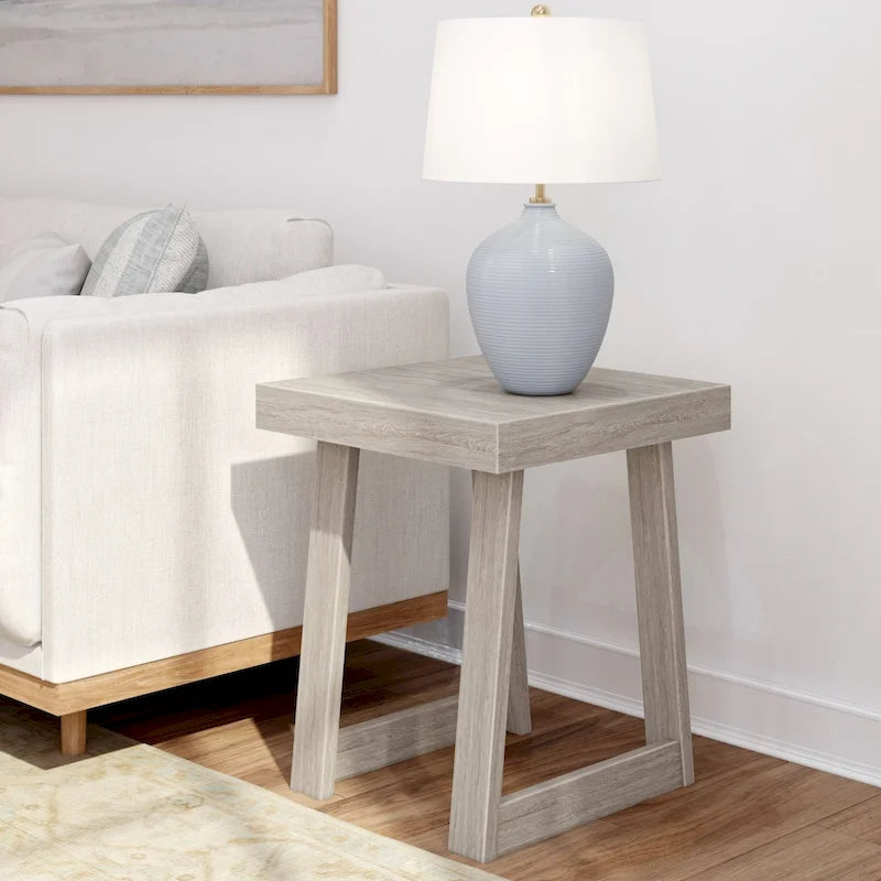 Solid Pine Wood Square End Table with Shelf, 20.25 x 20.25 x 24 Inches