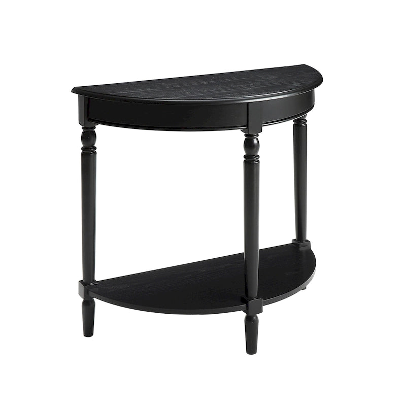 Half-Round Entryway Table with Open Shelf, Ash Wood Veneer, Traditional Style