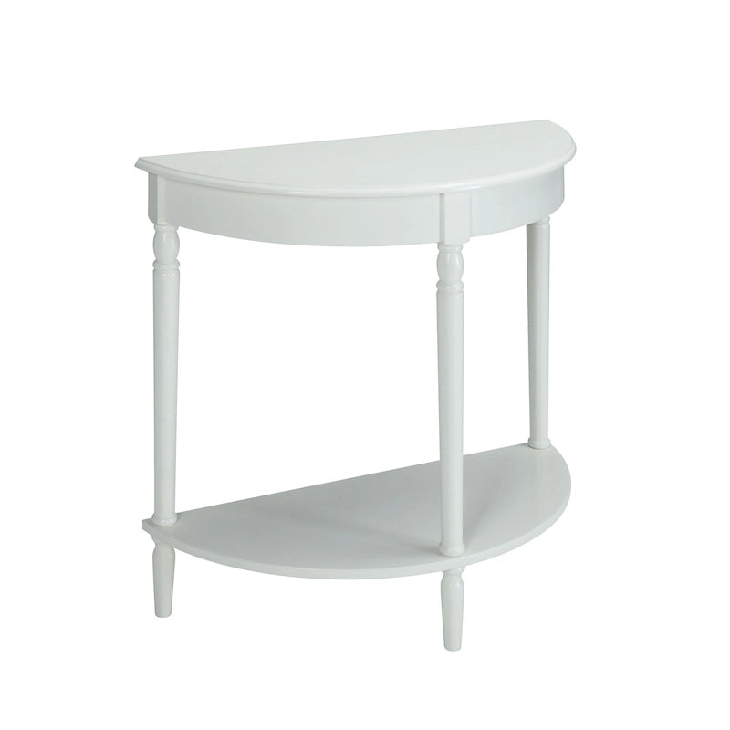 Half-Round Entryway Table with Open Shelf, Ash Wood Veneer, Traditional Style