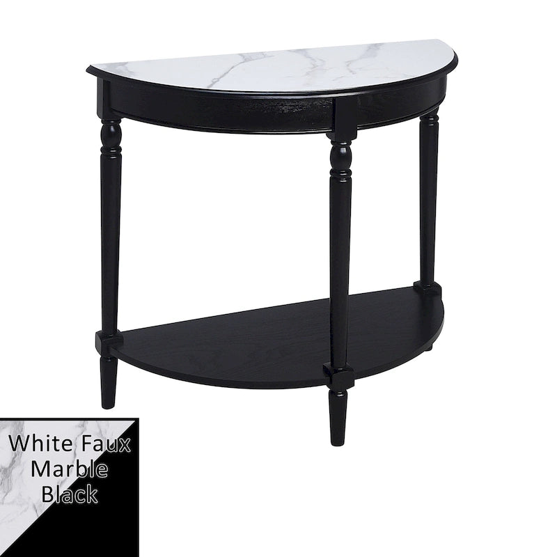 Half-Round Entryway Table with Open Shelf, Ash Wood Veneer, Traditional Style