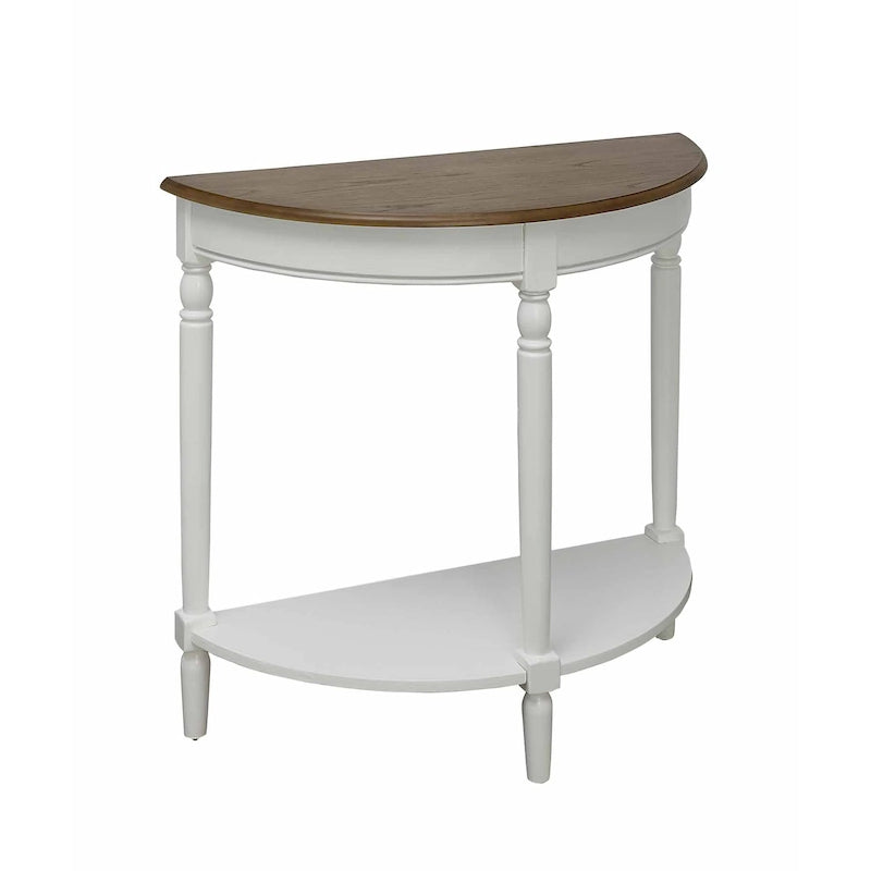 Half-Round Entryway Table with Open Shelf, Ash Wood Veneer, Traditional Style