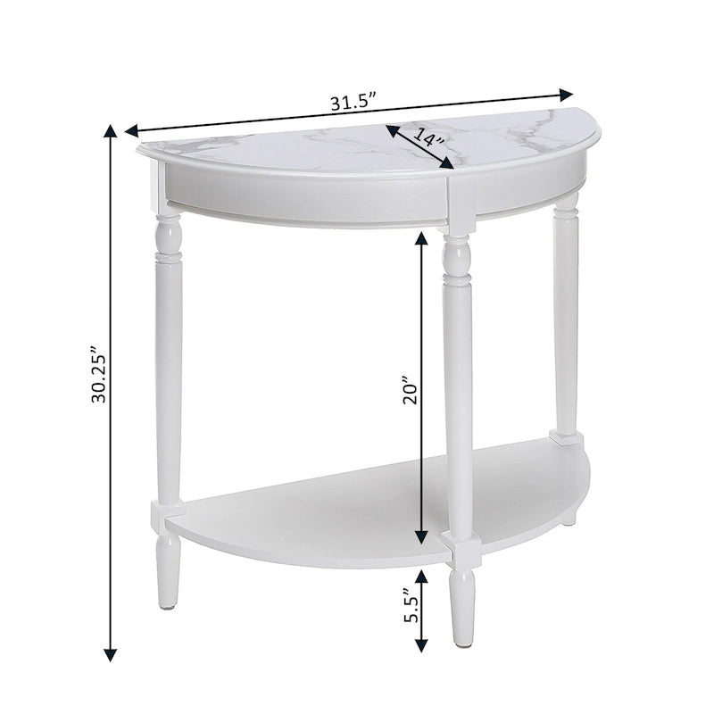 Half-Round Entryway Table with Open Shelf, Ash Wood Veneer, Traditional Style