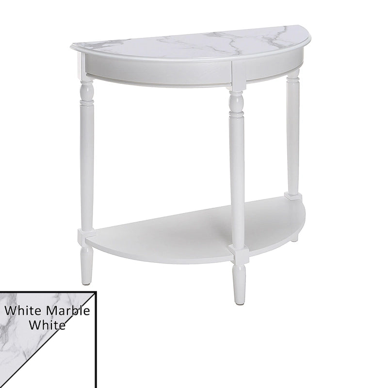 Half-Round Entryway Table with Open Shelf, Ash Wood Veneer, Traditional Style