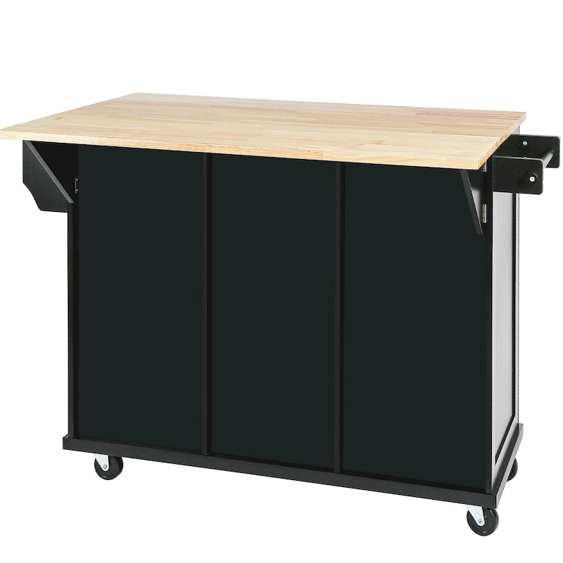 Kitchen Island Cart with Solid Wood Top and Locking Wheels