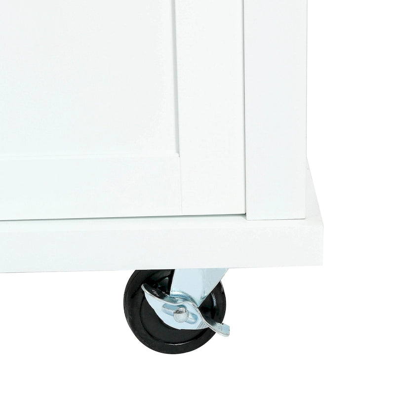 Kitchen Island Cart with Solid Wood Top and Locking Wheels