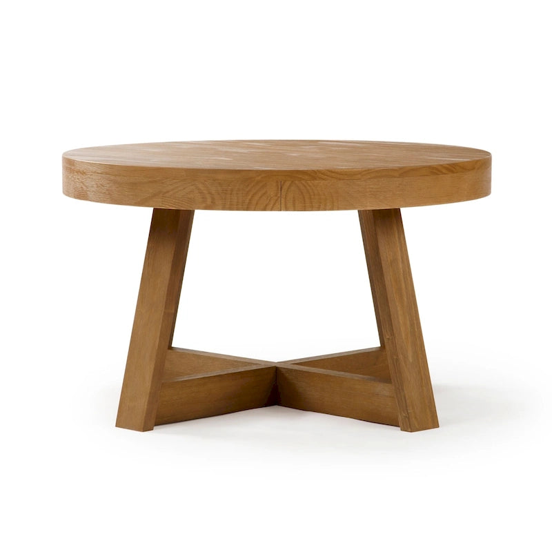 Solid Pine Round Coffee Table, Wirebrush Finish, 30 x 30 x 17.75 Inches