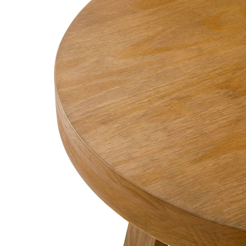 Solid Pine Round Coffee Table, Wirebrush Finish, 30 x 30 x 17.75 Inches