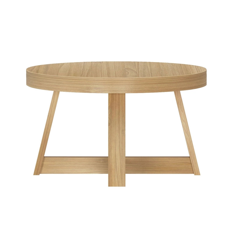 Solid Pine Round Coffee Table, Wirebrush Finish, 30 x 30 x 17.75 Inches