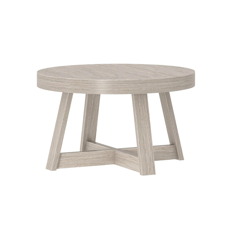 Solid Pine Round Coffee Table, Wirebrush Finish, 30 x 30 x 17.75 Inches