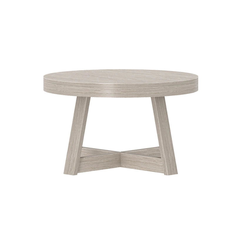 Solid Pine Round Coffee Table, Wirebrush Finish, 30 x 30 x 17.75 Inches
