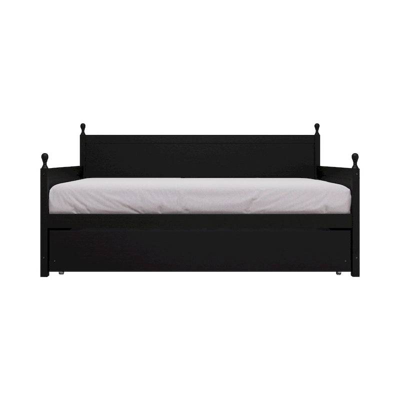 Twin Daybed with Pull-Out Trundle, Solid Rubberwood, 5 Color Options