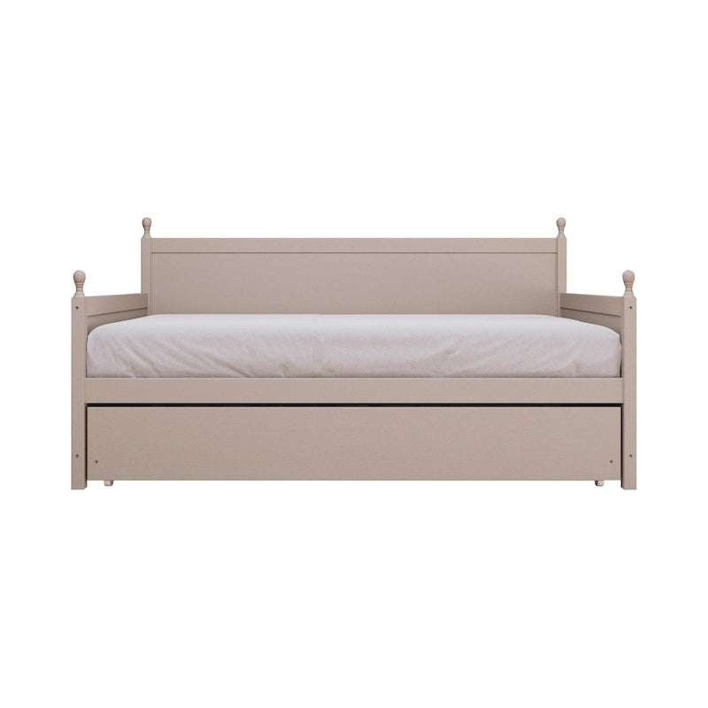 Twin Daybed with Pull-Out Trundle, Solid Rubberwood, 5 Color Options