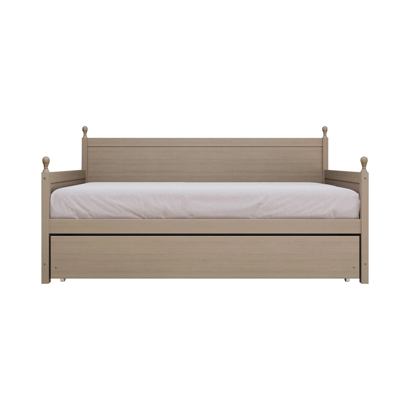 Twin Daybed with Pull-Out Trundle, Solid Rubberwood, 5 Color Options