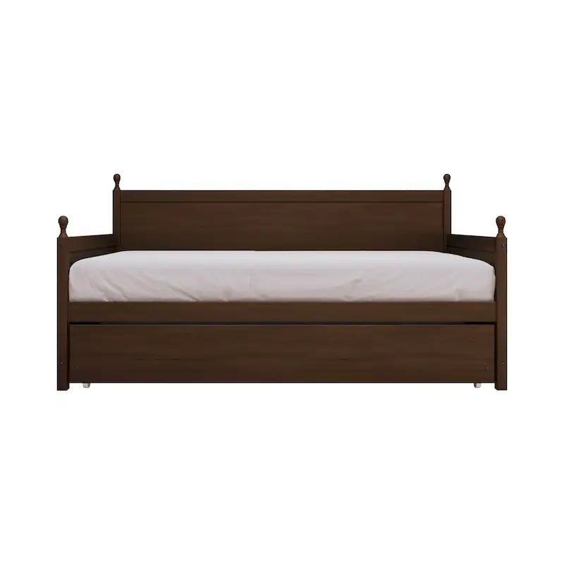 Twin Daybed with Pull-Out Trundle, Solid Rubberwood, 5 Color Options
