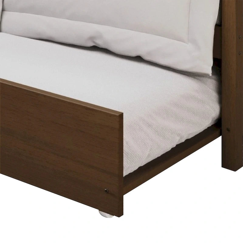 Twin Daybed with Pull-Out Trundle, Solid Rubberwood, 5 Color Options