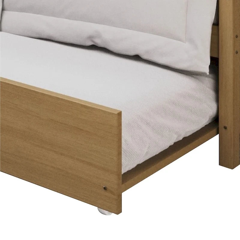 Twin Daybed with Pull-Out Trundle, Solid Rubberwood, 5 Color Options