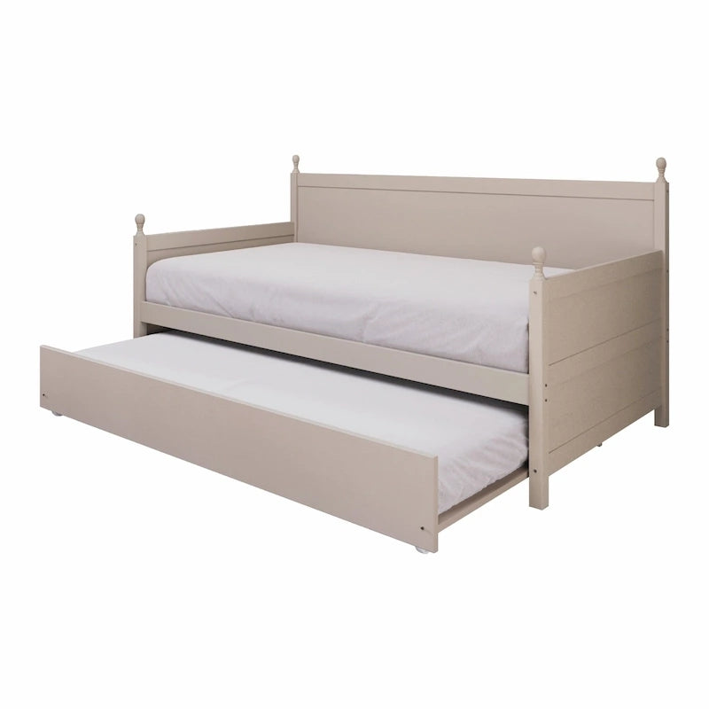 Twin Daybed with Pull-Out Trundle, Solid Rubberwood, 5 Color Options