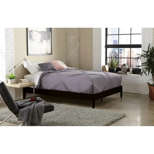 Pine Wood Platform Bed with Tapered Legs, Twin and Queen, 3 Finishes