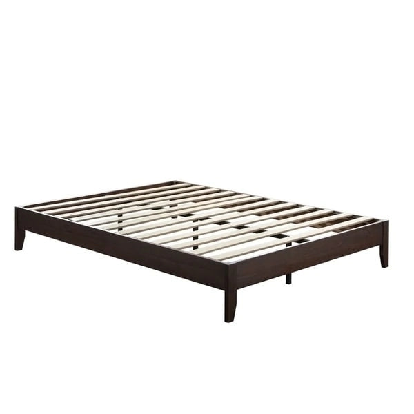 Pine Wood Platform Bed with Tapered Legs, Twin and Queen, 3 Finishes