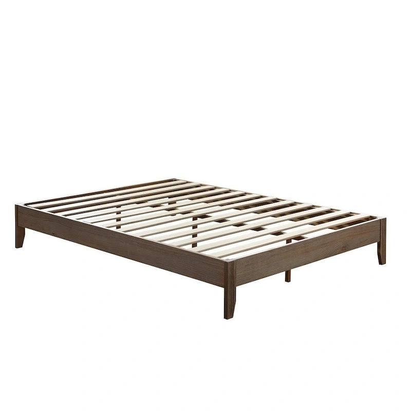 Pine Wood Platform Bed with Tapered Legs, Twin and Queen, 3 Finishes