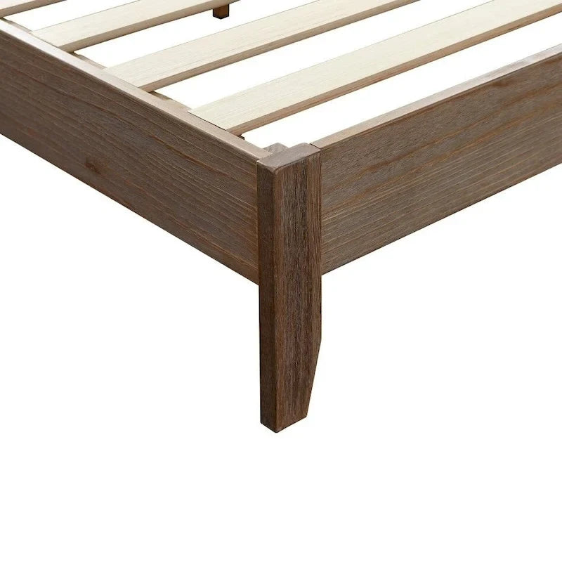 Pine Wood Platform Bed with Tapered Legs, Twin and Queen, 3 Finishes