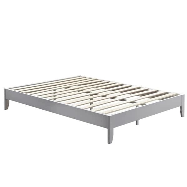 Pine Wood Platform Bed with Tapered Legs, Twin and Queen, 3 Finishes