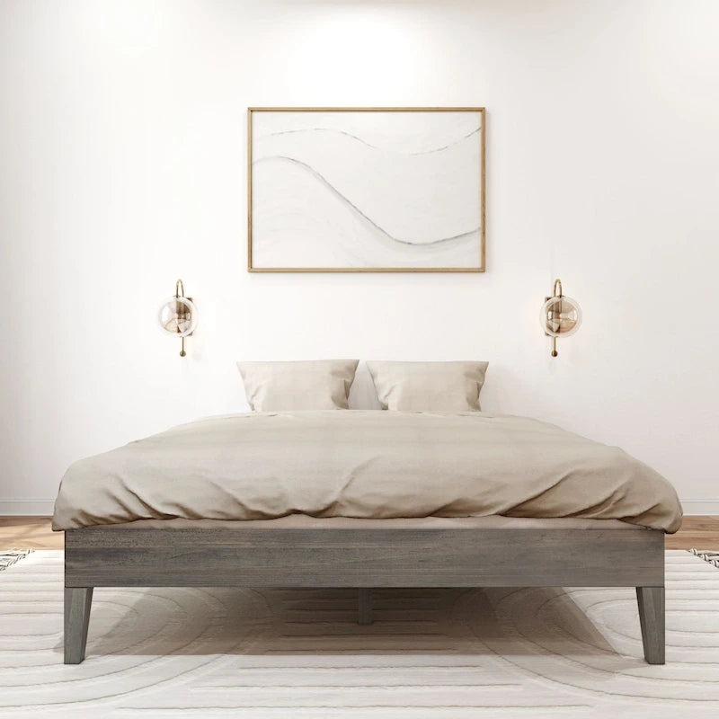 Solid Wood Queen Platform Bed, Non-Toxic Finish, 750 lb Capacity, No Box Spring