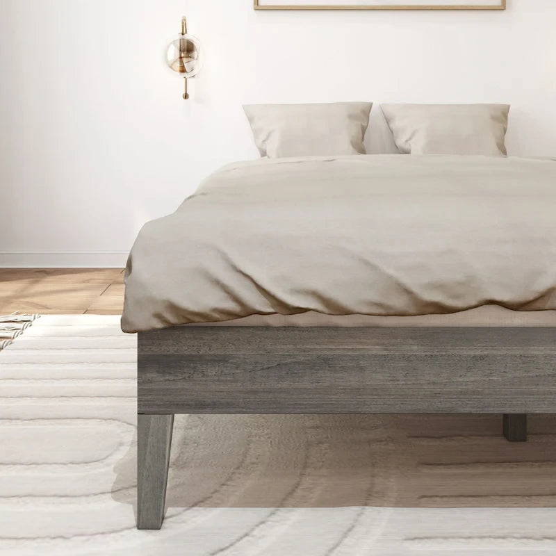 Solid Wood Queen Platform Bed, Non-Toxic Finish, 750 lb Capacity, No Box Spring
