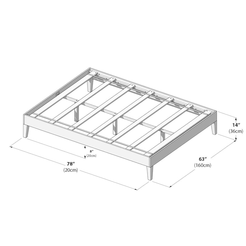 Solid Wood Queen Platform Bed, Non-Toxic Finish, 750 lb Capacity, No Box Spring