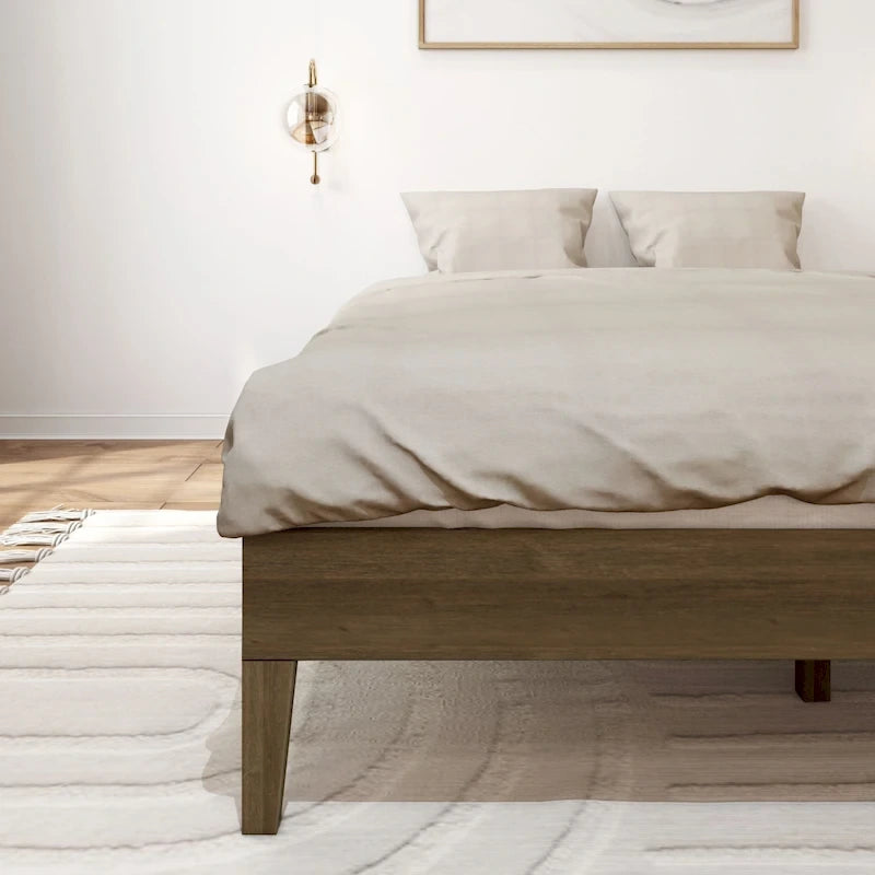 Solid Wood Queen Platform Bed, Non-Toxic Finish, 750 lb Capacity, No Box Spring