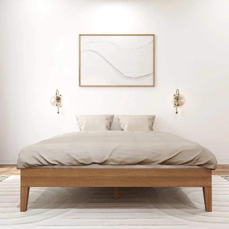 Solid Wood Queen Platform Bed, Non-Toxic Finish, 750 lb Capacity, No Box Spring