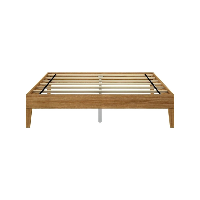 Solid Wood Queen Platform Bed, Non-Toxic Finish, 750 lb Capacity, No Box Spring