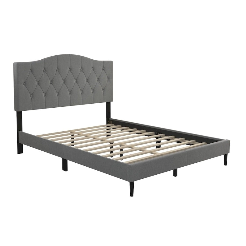 Button-Tufted Upholstered Platform Bed, 4 Colors, Twin to King