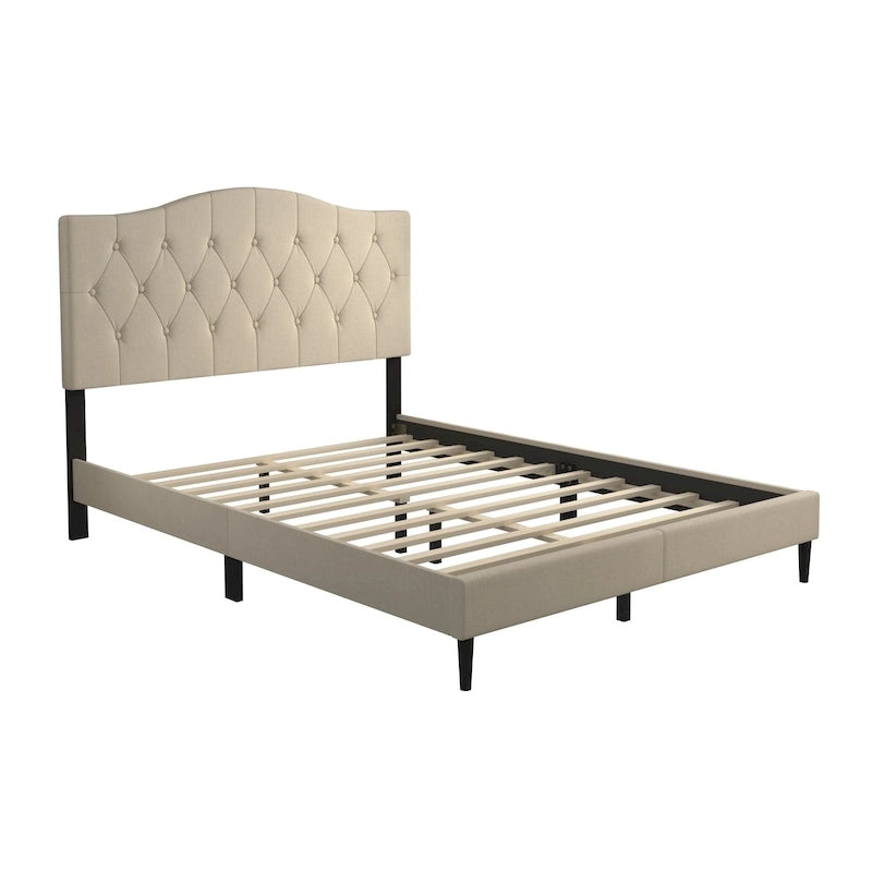 Button-Tufted Upholstered Platform Bed, 4 Colors, Twin to King