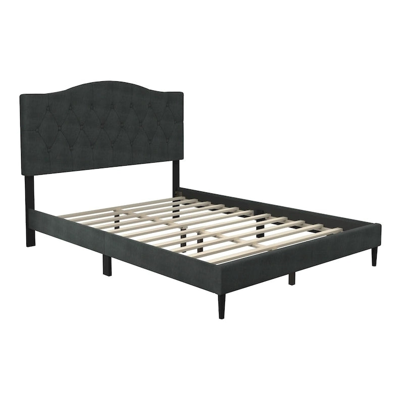 Button-Tufted Upholstered Platform Bed, 4 Colors, Twin to King