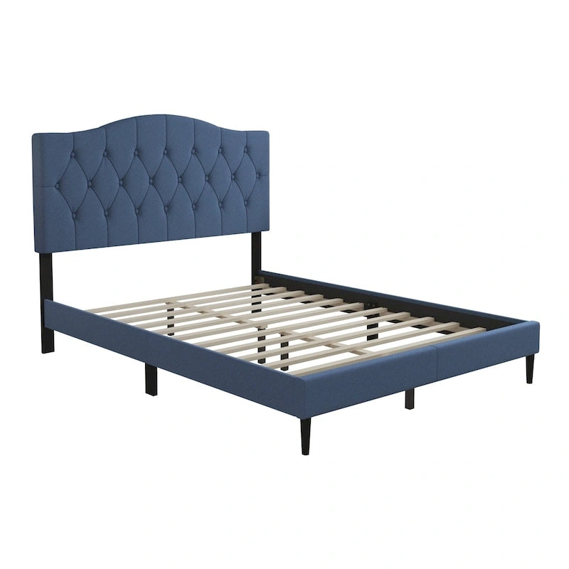 Button-Tufted Upholstered Platform Bed, 4 Colors, Twin to King