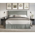 Upholstered Panel Bed with Nailhead Headboard and Bed Skirt, 4 Colors, 4 Sizes