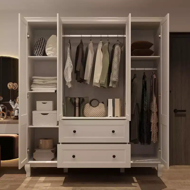 Armoire-penderie en MDF avec 2 tiroirs et tringle à vêtements 160 cm (l) x 180 cm (h)