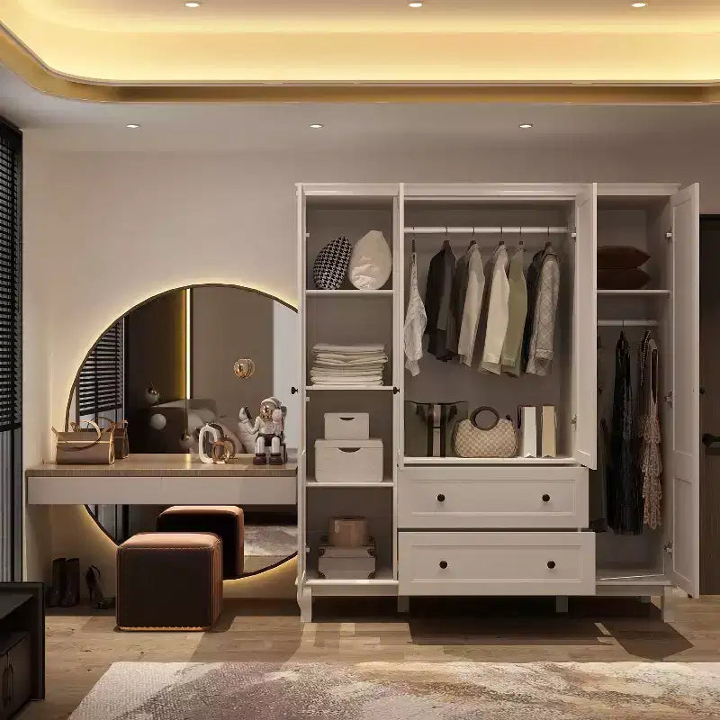 Armoire-penderie en MDF avec 2 tiroirs et tringle à vêtements 160 cm (l) x 180 cm (h)